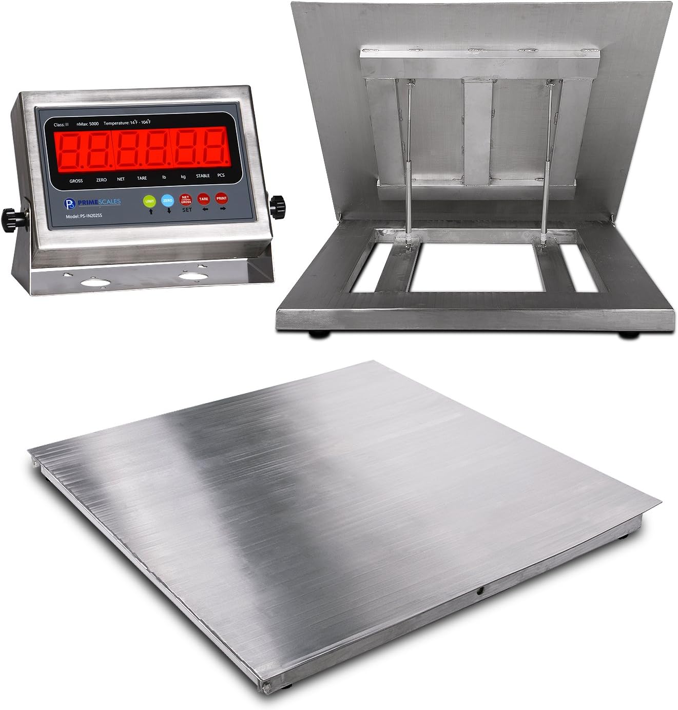 304 Stainless Steel 5000lb/1lb 48x48 Floor Scale with Indicator