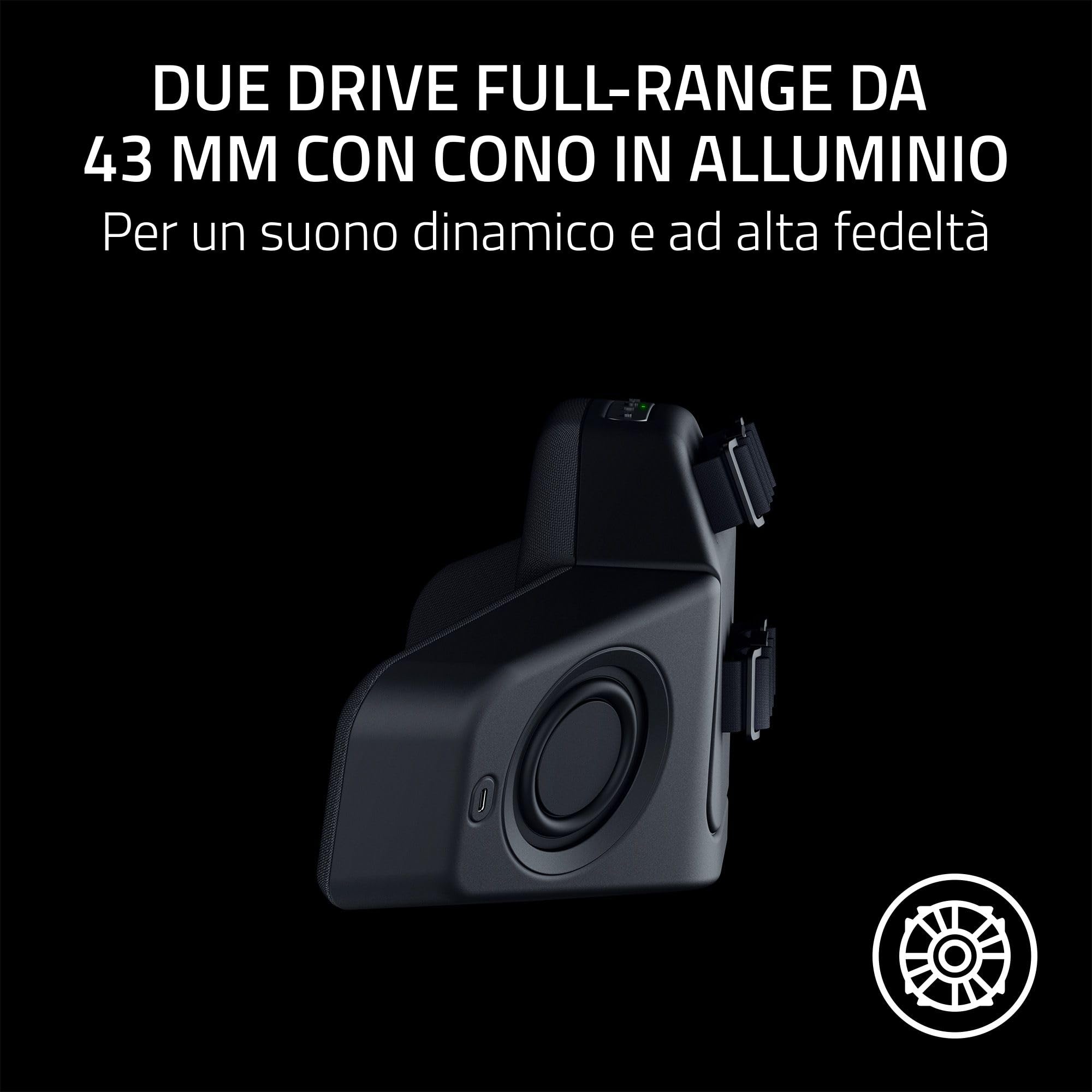 Razer Clio - Cuscino per testa di altoparlante wireless abilitato all'audio spaziale THX (imbottitura in peluche, driver full-range da 43 mm, HyperSpeed e Bluetooth, 14 ore batteria) Nero