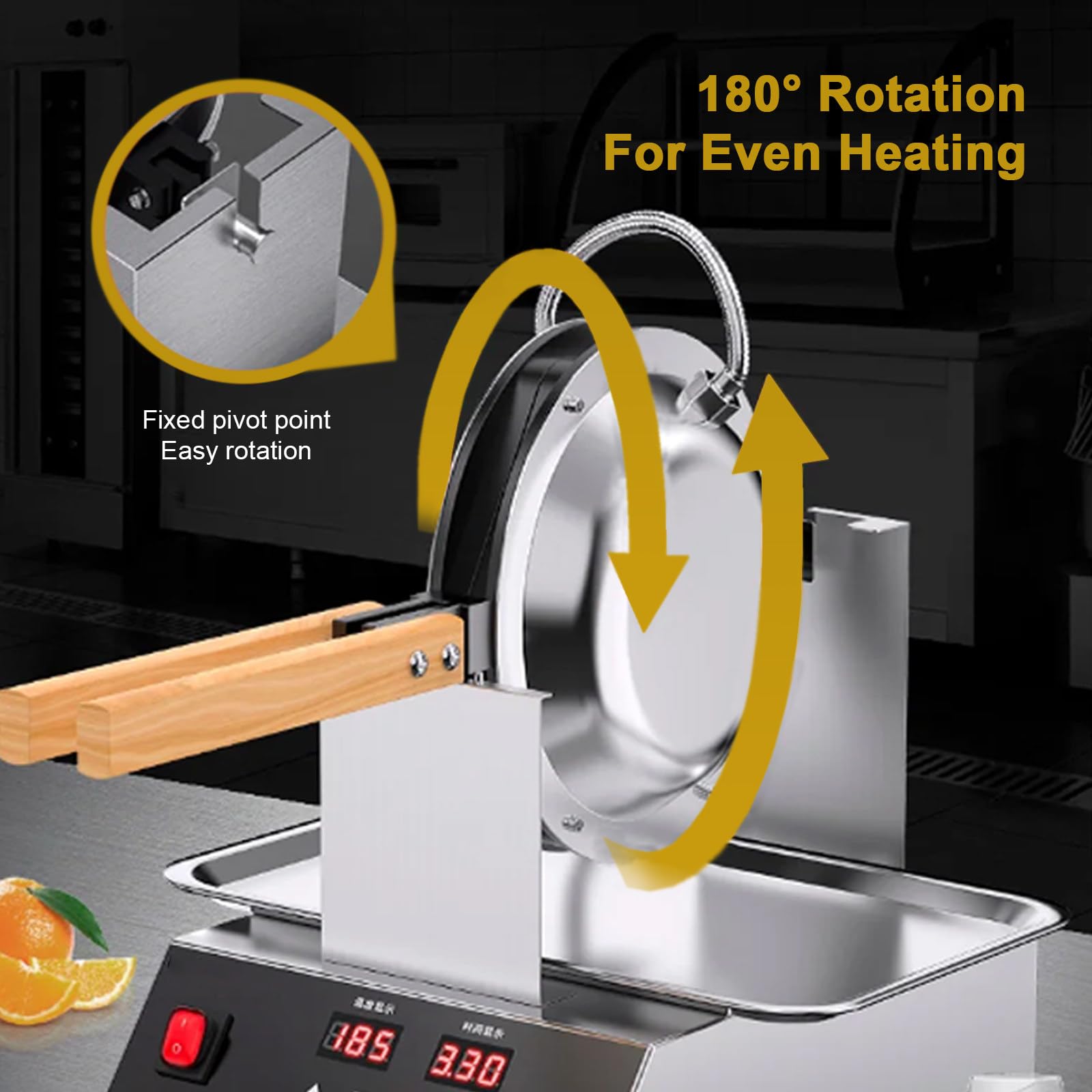 Gofrera De Burbujas Comercial De 1400 W,Plancha Giratoria De 180°,Doble Calentamiento,Mango De Madera,Control Digital De Temperatura Y Temporizador,para Helados Y Gofres De Hojaldre