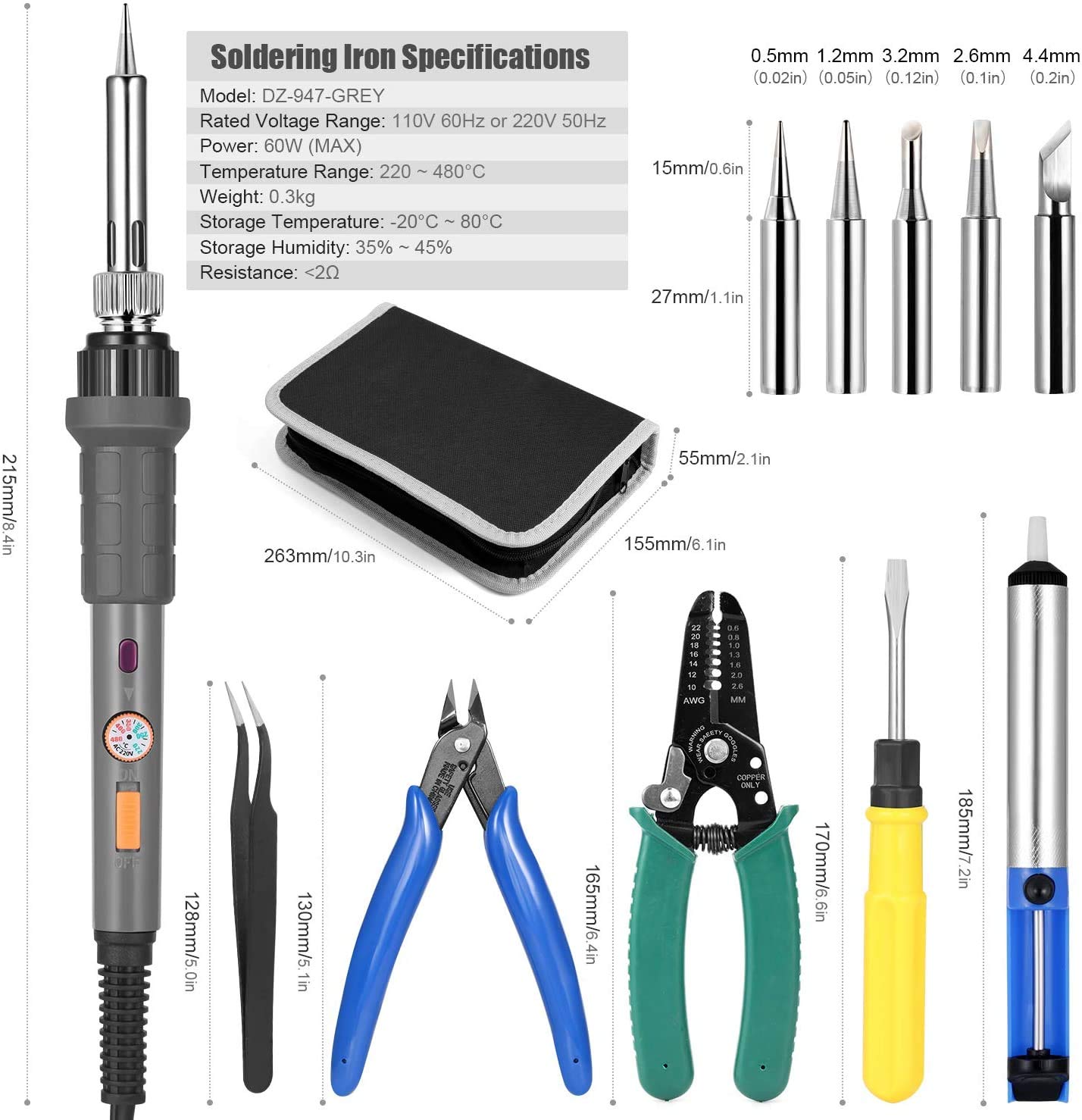 DazSpirit 18in1 Soldering Irons Kit, 60W Adjustable Temperature 200