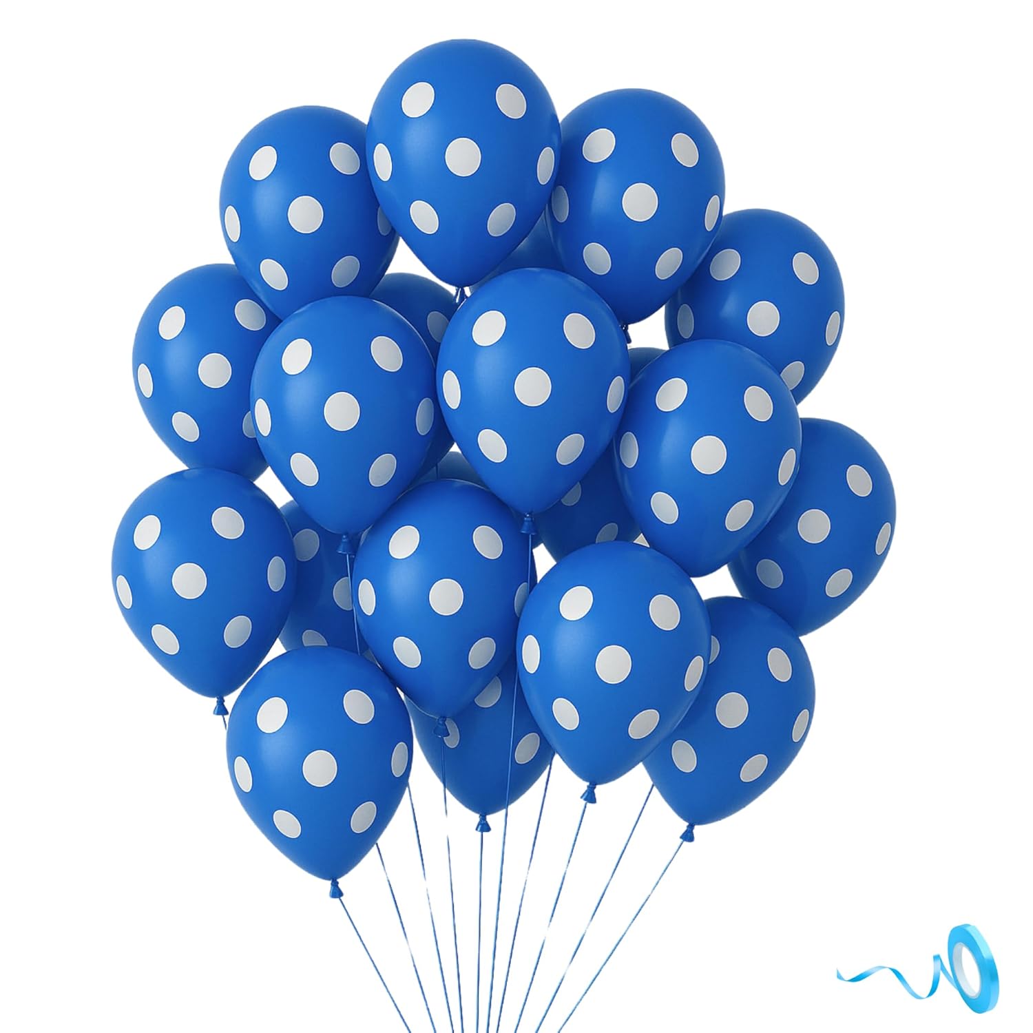 20 Pcs Polka Dots Balloons for Happy Birthday Decoration Items Blue Baby Boys Girls Kids Men Women Husband Wife Adults Living Room Home Latex Polka Dot Balloons for Birthday Decoration Kit Set