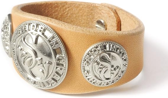 Amazon レザーブレスレット L 2b Type5 ベンズレザー コンチョブレスレット ニッケルコンチョ ナチュラル ブラウン ブラック ハンドメイド ファッション小物 通販