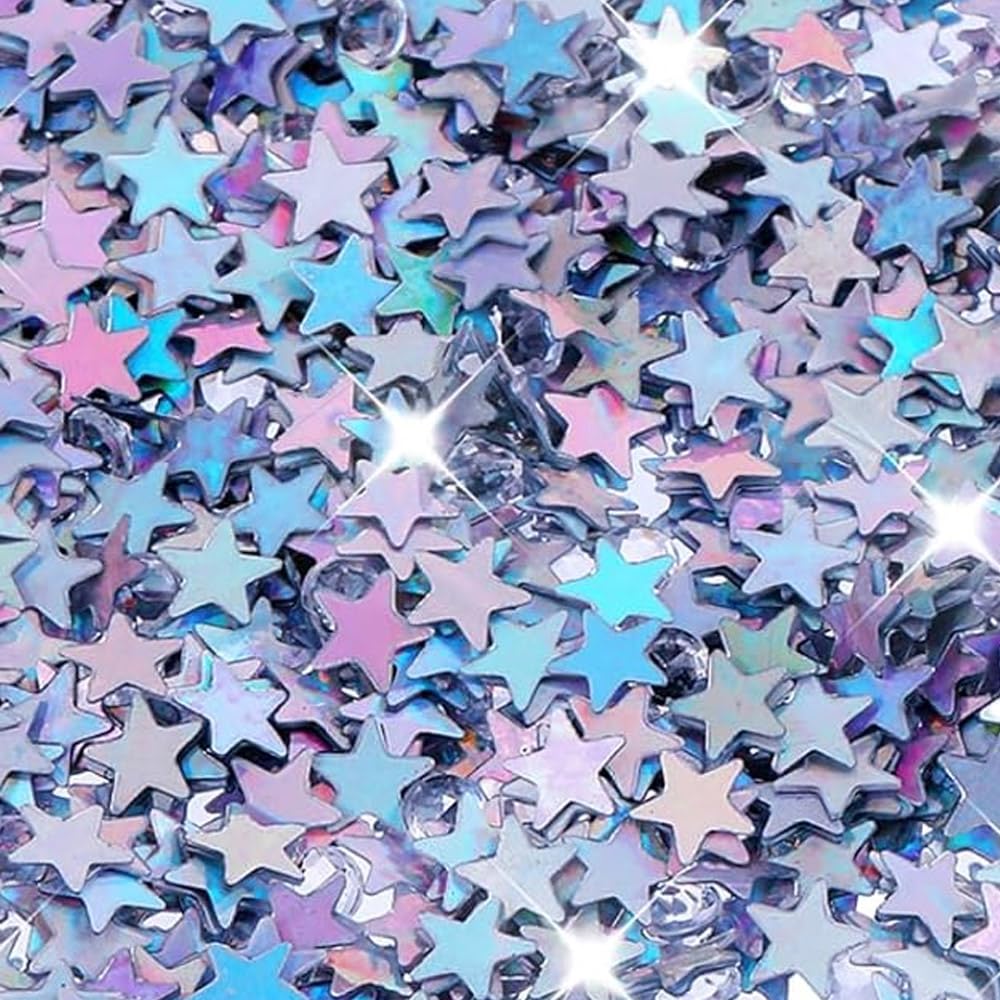 FONGKNOX Konfetti z cekinami gwiazdowymi 30 g, mieszane konfetti, 10 mm, dekoracja sto?u, posypka, metaliczne b?yszcz?ce foliowe konfetti na wesele, imprez?, baby shower, festiwal, dekoracja DIY