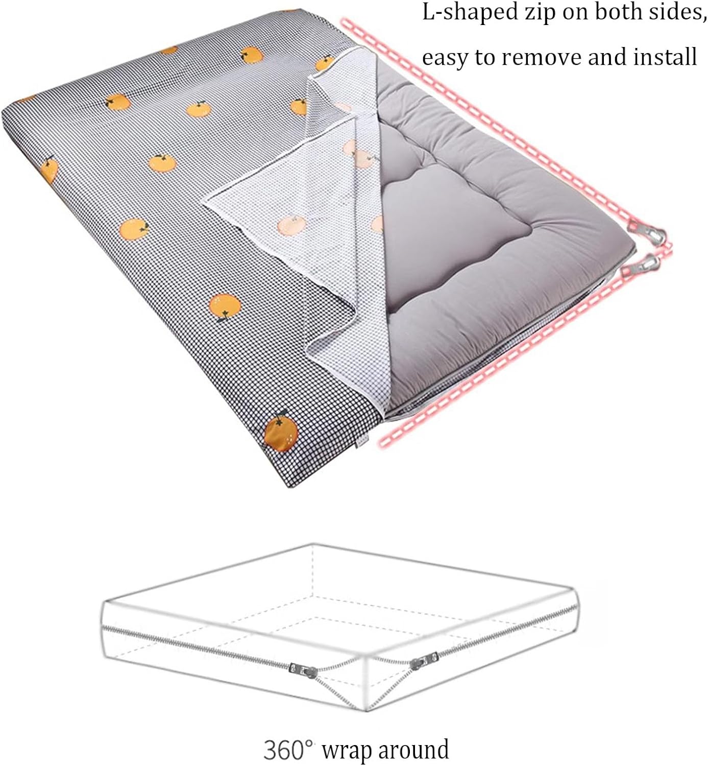 DAZULI Futon Mattress Cover Japanese Floor Mattress Futon Cover Mattress Futon Slipcovers Soft Sleeping Mat Protective Coverwith Zipper(Size:90x200 cm/35x79in,Color:C)