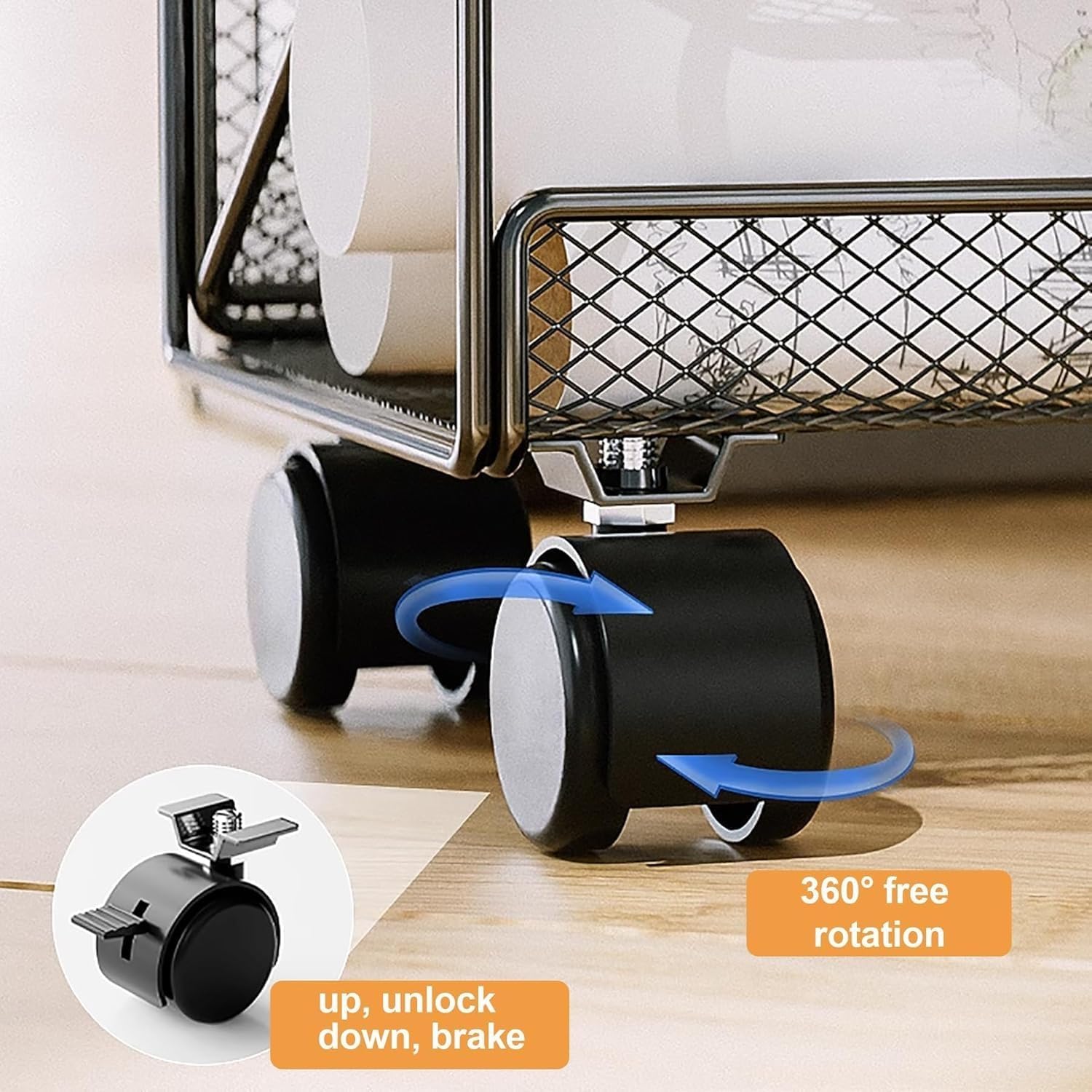 Mobile Bookshelf,5-Tier Slim Rolling Mobile Bookshelf Cart - Metal Utility Storage for School, Office, Kids Room, Library, Bedroom - Black Color, Perfect for Classroom Organization