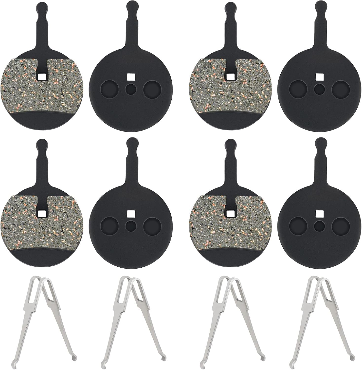 Bicycle Disc Brake Pads, Semi-Metallic Compound, Black and Grey, 4 Pairs