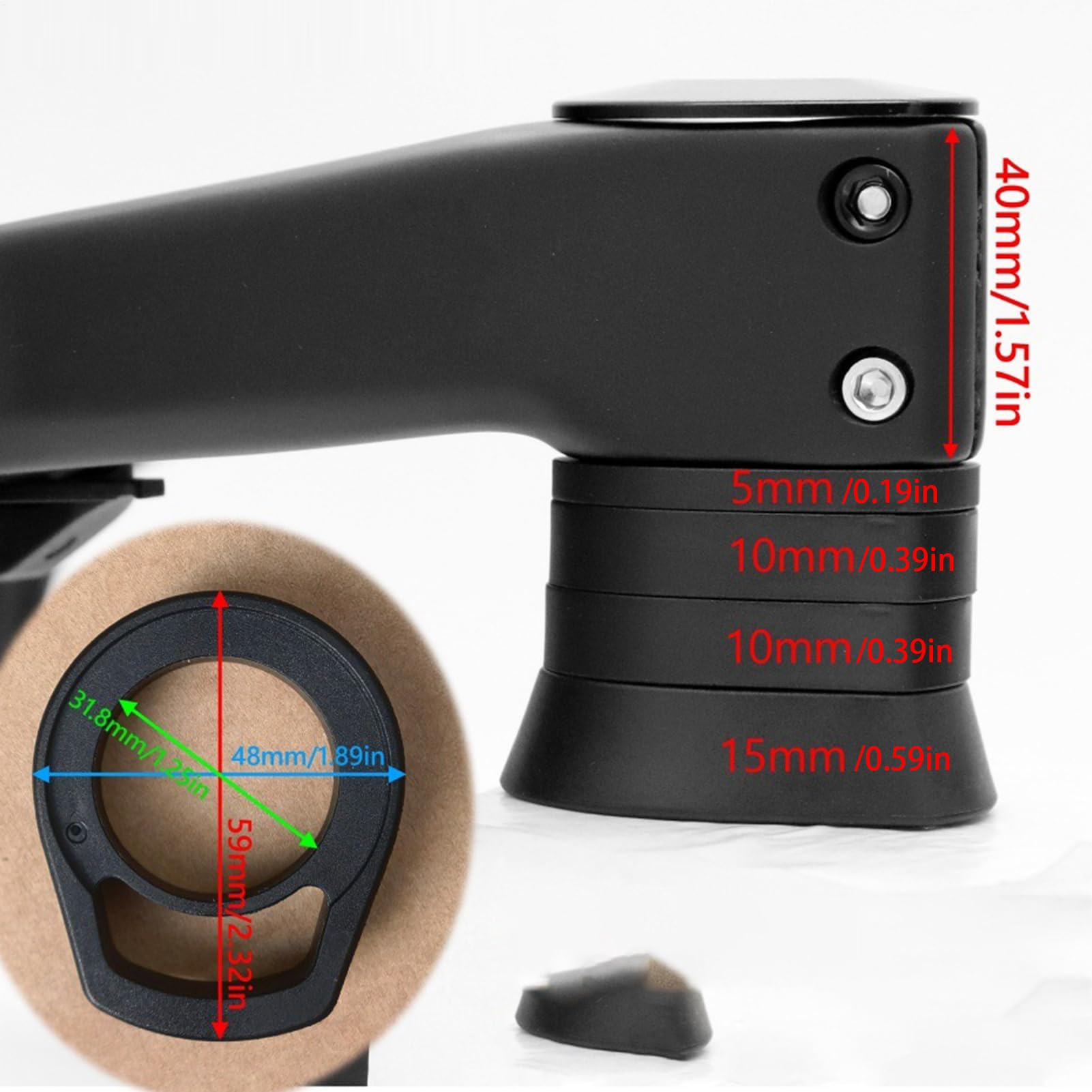 Racing Handlebar, Road Bike Stem, , ergonomiczna geometria włókna węglowego, stabilna kontrola, przenośna, kompaktowa osłona ze stopu metalu, uchwyt do montażu dla dorosłych, 400 x 90 mm, 400 x