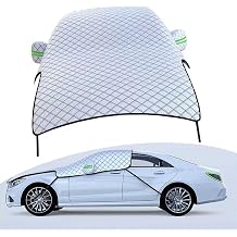 Car Half Cover Sunshade, Foldable Snowproof Windshield Hood Cover, All Weather Automotive Body Protector, Universal for Cars Silver
