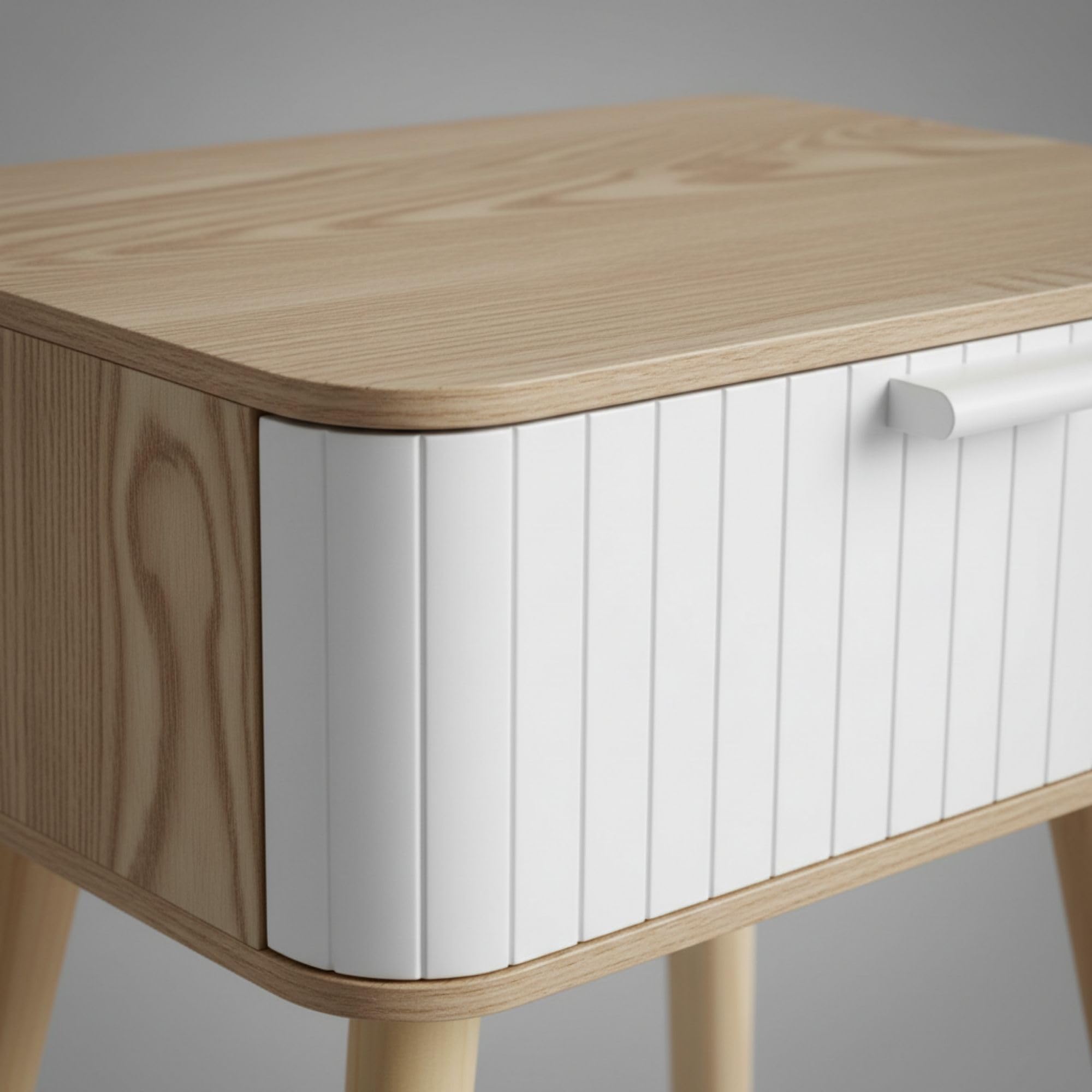 INDE MOBLEKIT | Mesita de Noche Madera Blanca con Cajón, 40x29x52 cm, Mesilla Estilo Nórdico para Dormitorio o Salón, Mesa Auxiliar Compacta, Mesitas de Noche Blancas y Funcionales