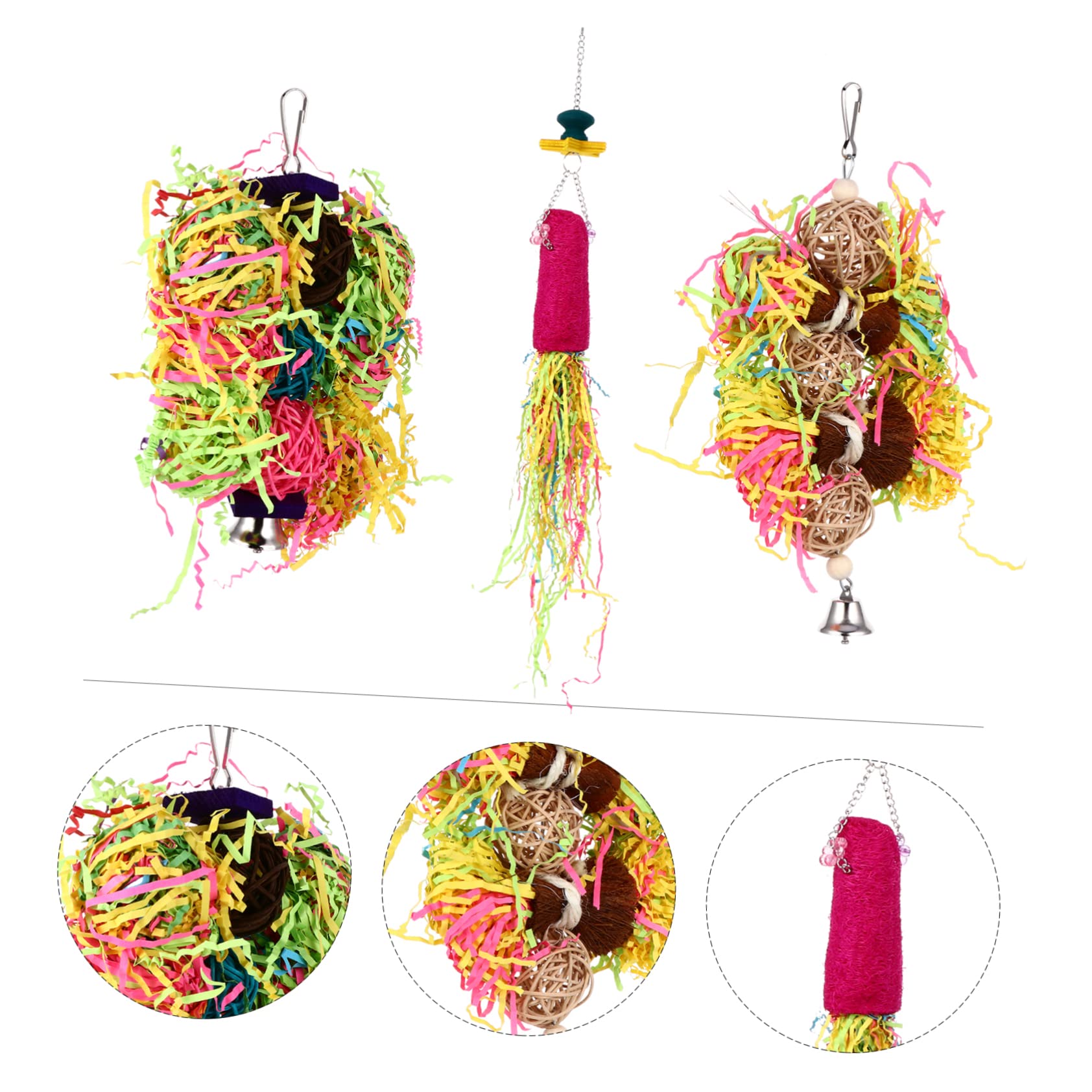 Toddmomy 9pièces Jouets pour Oiseaux Jouets à Mâcher pour Perroquets Accessoires Suspendus Jeux Amusants pour Épanouissement Oiseaux