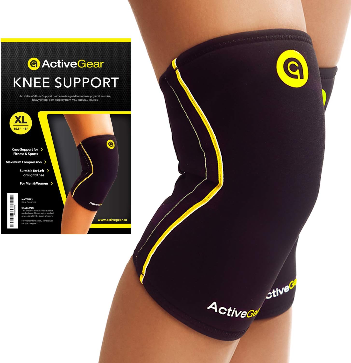 ActiveGear Knee Brace Support Heavy Duty Neoprene Sport Compression Sleeve (Extra Large)