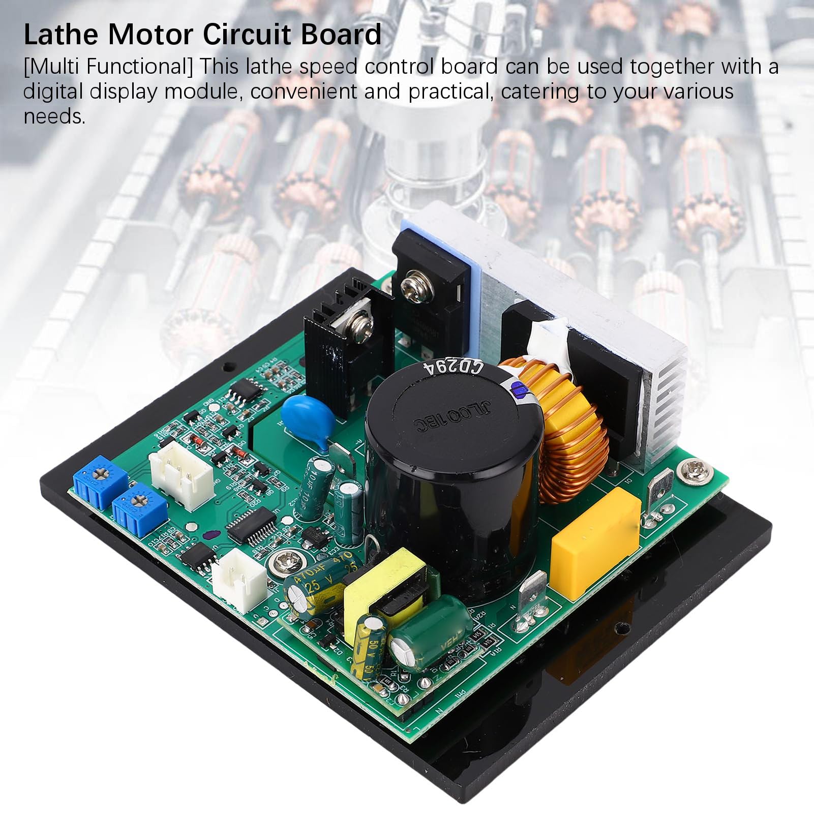 Placa de Control de Torno Mini con Salida Ajustable y Guardia de Sobrecarga Multifuncional con Salida DC0-180V para Motor 450-1100W