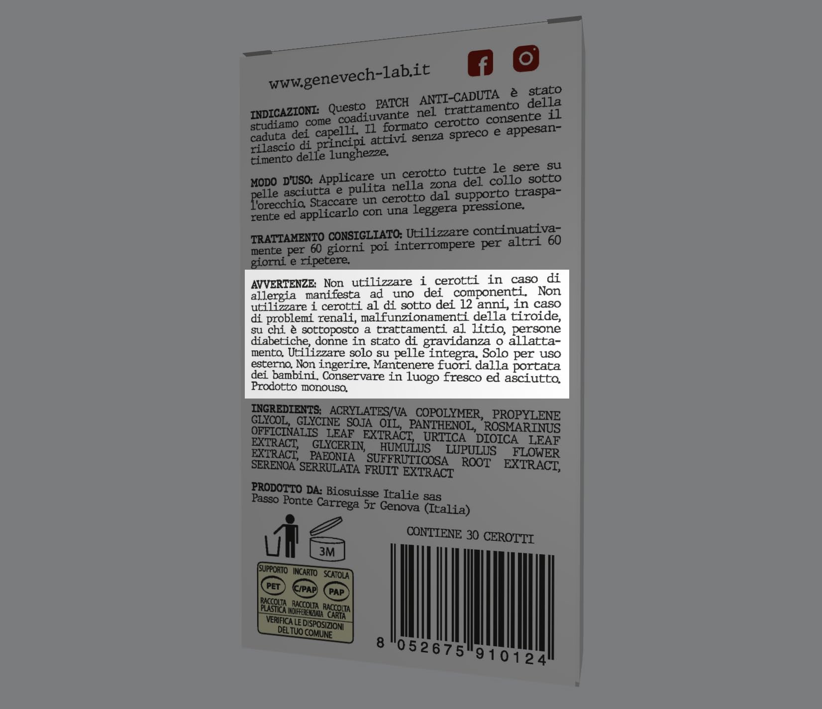 Cerotti Patch Stimolanti Anti-caduta | 30 cerotti