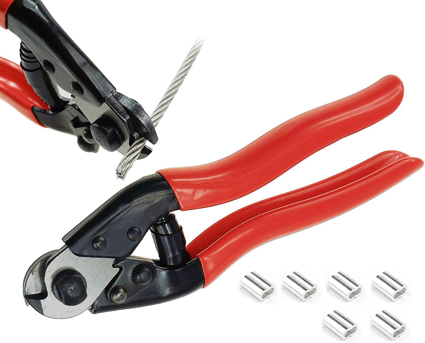 Muzata Cable Cutter Wire Rope Cutter Heavy Duty Stainless Steel Aircraft 1/8" 5/32" for Deck Railing Bike Housing Metal Fence CR12