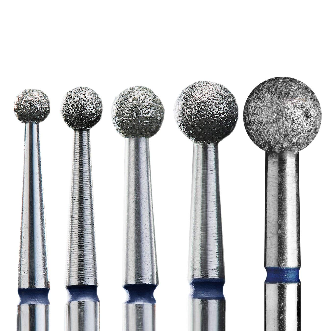 STALEKS PRO Punta per fresa diamantata per unghie, tipo "palla", durezza blu, diametro testa (confezione da 6 pezzi) 2,5 mm