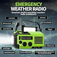Vista 2 de FosPower NOAA Radio meteorológica de emergencia A6 19240mWh, banco de energía portátil, AM/FM, USB/solar/carga de manivela, funciona