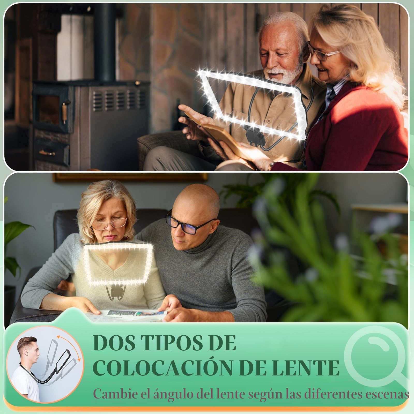 NZQXJXZ 10X Recargable Lupa con Luz, Lupas Grandes con Manos Libres para Leer Libros, Lupa de Página Completa de Libro, Lupa de Cuello de Cisne Flexible para Reparar, Coser, Personas con Baja Visión