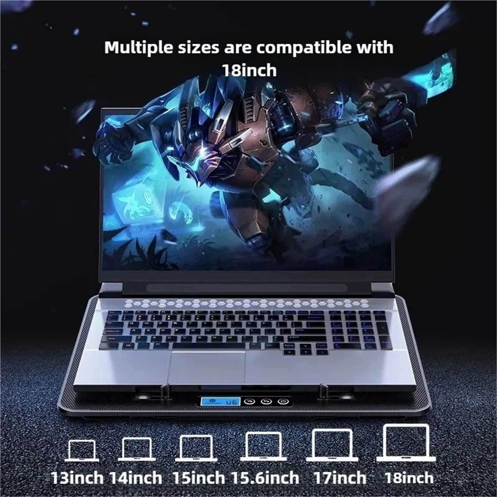 Laptop Cooler podstawka pod laptopa 13-18-calowa chłodziarka do laptopa do gier, sześć wentylatorów, regulowana prędkość wiatru, 2 porty USB,podkładka chłodząca do notebooka