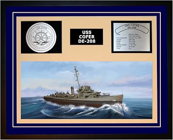 USS COFER DE 208 Framed Navy Ship Display Blue