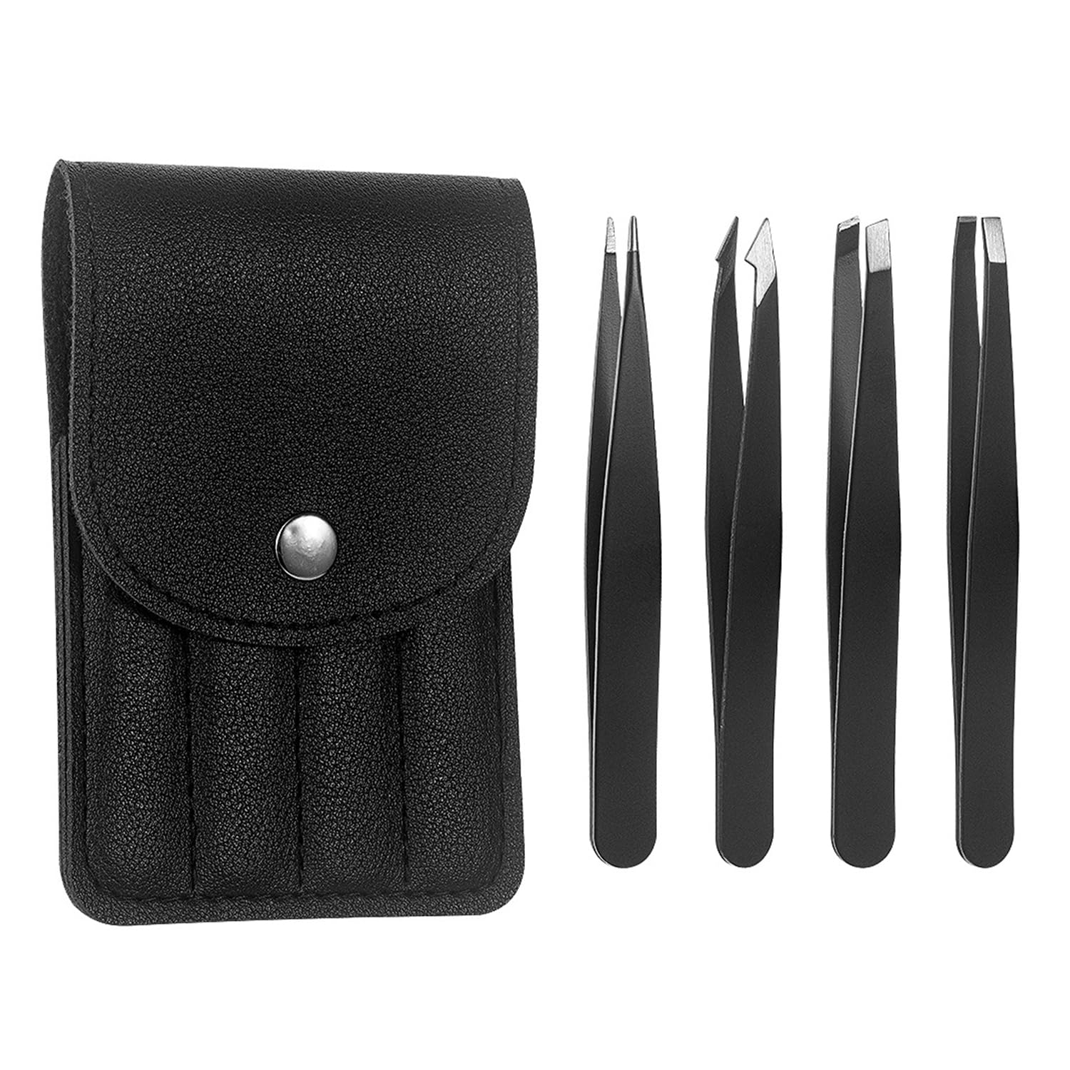 Conjunto de 4 pinças de precisão - Kit de pinças de sobrancelha de aço inoxidável para