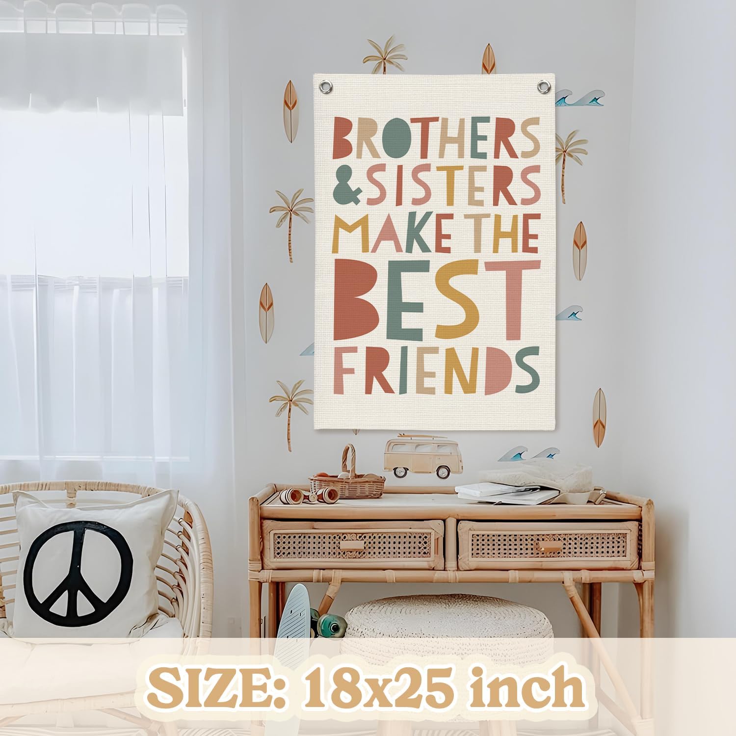 Kids Room Decor,Brothers Sisters Make the Best Friends Banner image 2