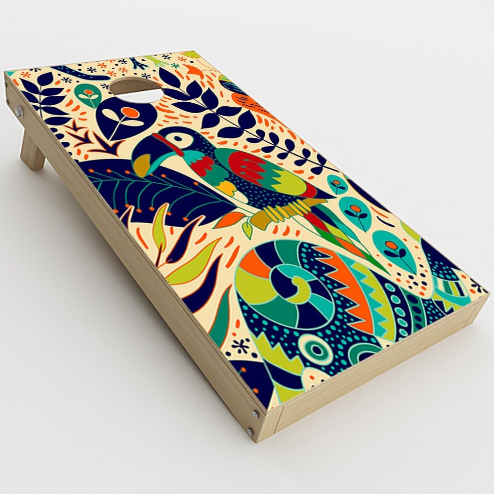 Skin Decal Vinyl Wrap for Cornhole Game Board Bag Toss (2xpcs.) Skins Stickers Cover/Pop Art Toucan Color Tropical Design