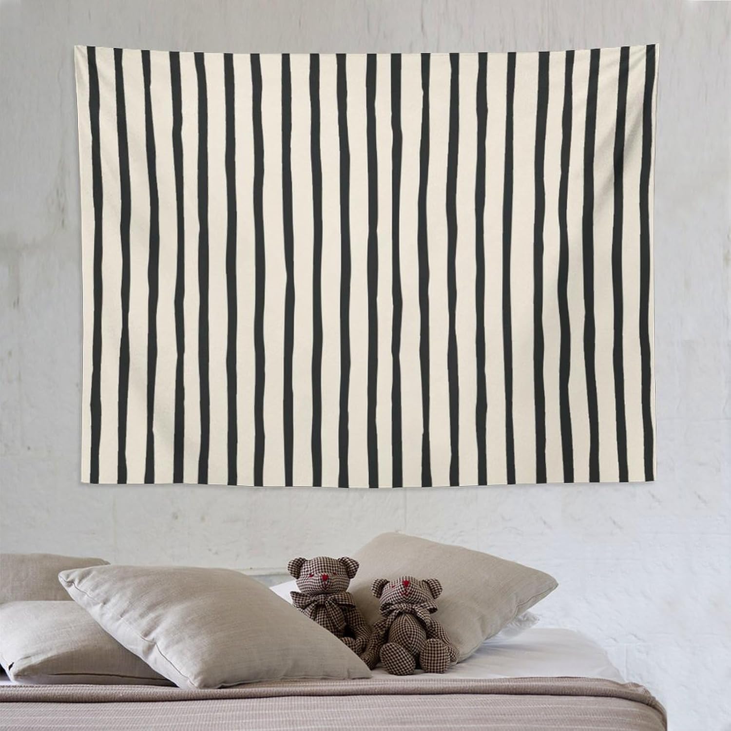 MaSiledy Tapestry Black Vertical Stripes Tapestries for Bedroom Modern Vertical Stripes Wall Tapestries Wall Art for Home Decor Landscape 60"x80" Garden Art Poster Tapestry