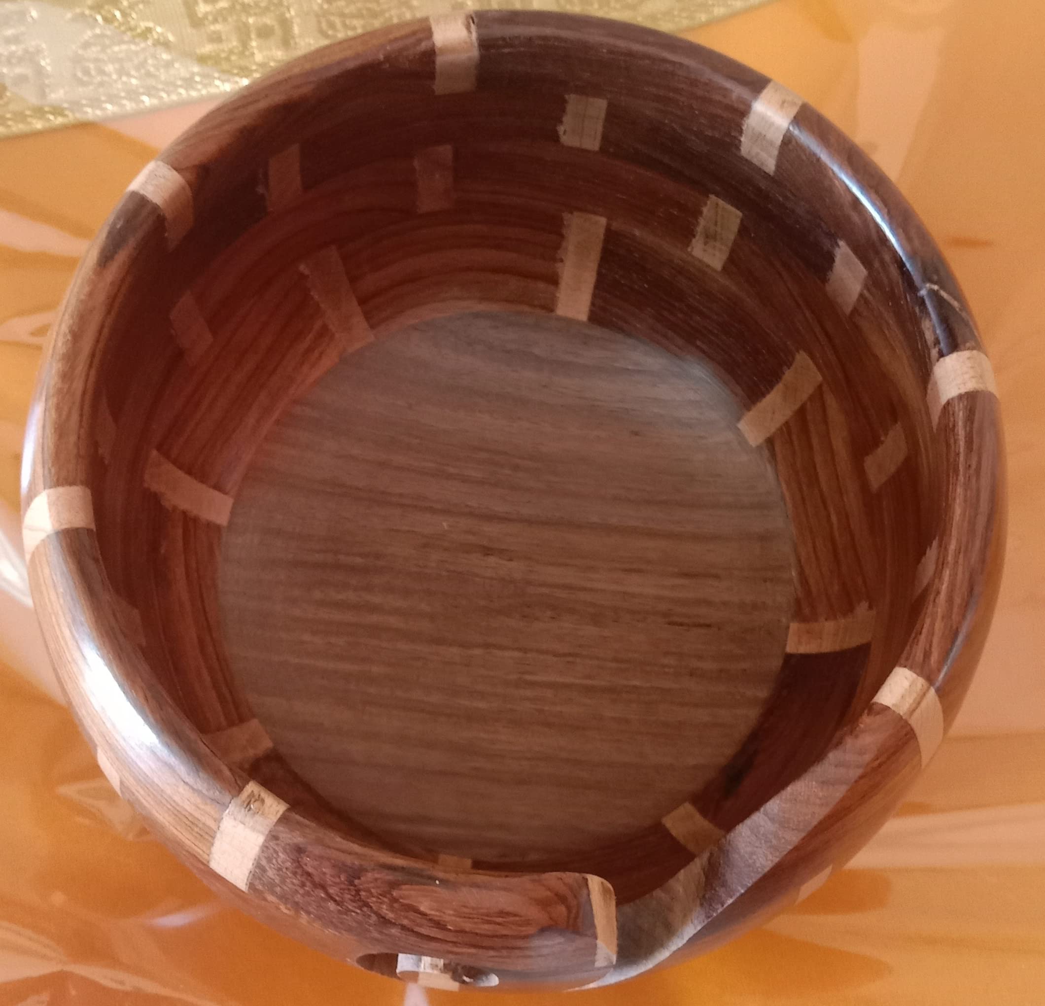 KAM Home Handmade Wooden Yarn Bowl Handcrafted Sheesham Indian Rosewood, Yarn Holder and Organizer for Tangle