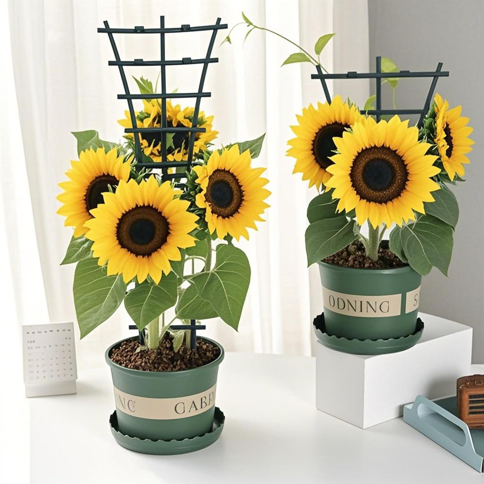 LEMCC Confezione da 4 tralicci piccoli per interni per piante in vaso da 30,5 cm a forma di foglie, in metallo, per piante da interni, fiori, edera