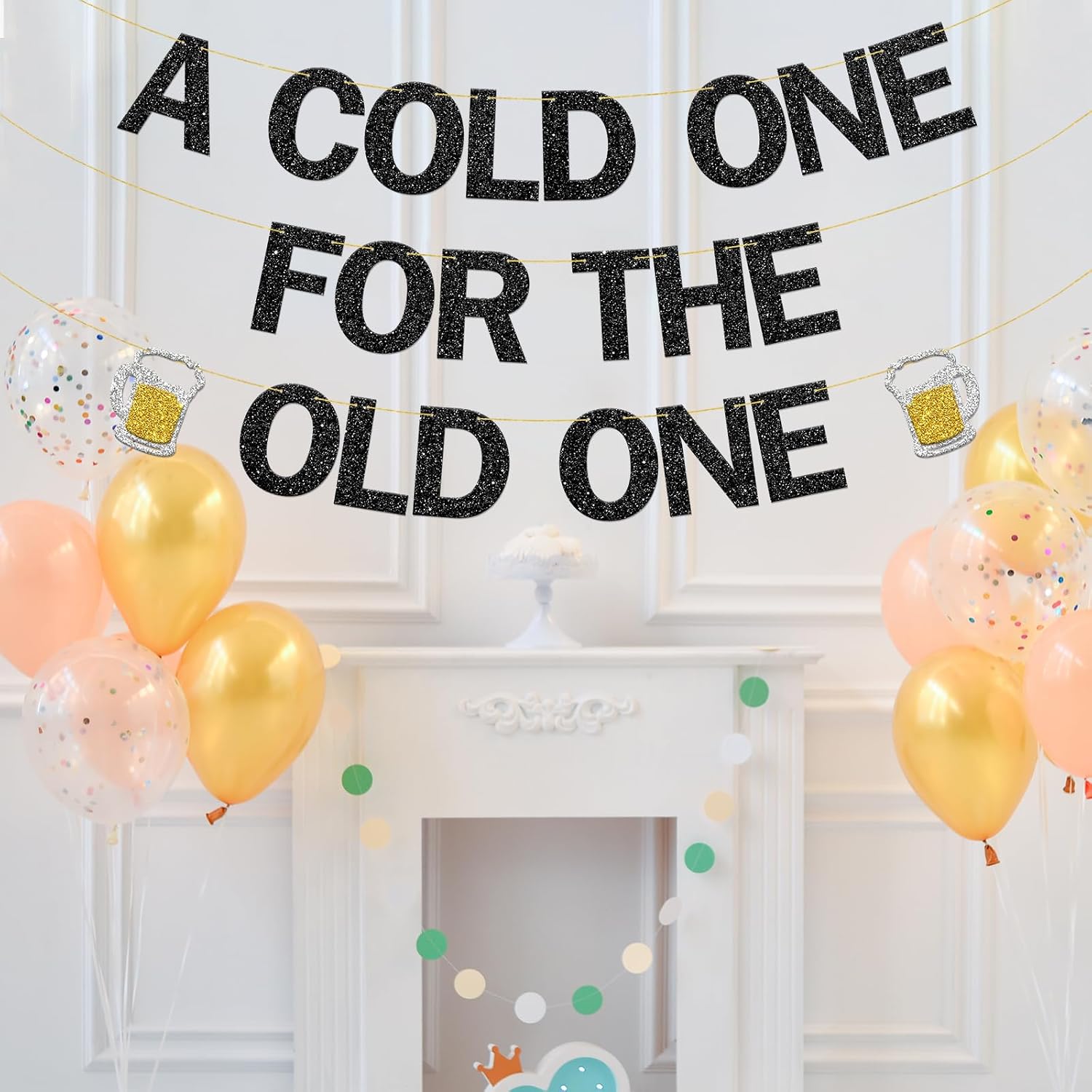 A Cold One for The Old One Banner Fun Beer Birthday Decorations for Men 30th 40th 50th 60th 70th 80th 90th 100th Birthday Party Supplies