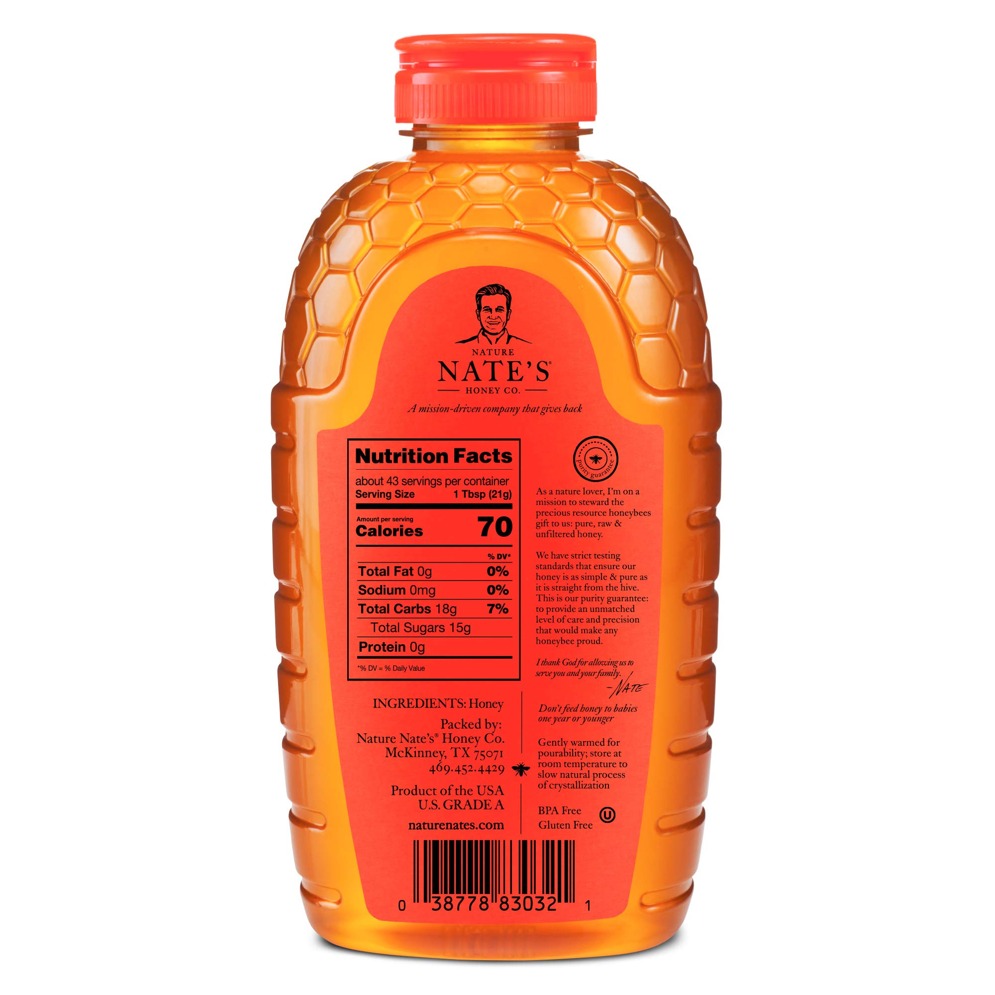 Nature Nate s 100 Pure Raw Unfiltered Honey 32oz Squeeze Bottle