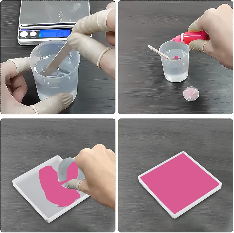 UGBO Szilikon Öntőforma Szett Poháralátét Készítéshez - Epoxi Gyanta DIY Forma 10 Darabos Kerek Négyzet Alakú Kreatív Kézműves