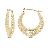 14K Gold Solid Hypoallergenic Heart Hoop Earrings - Tricolor Gold, Two Tone, Heart Shaped, Triple Heart, Shrimp Hoops