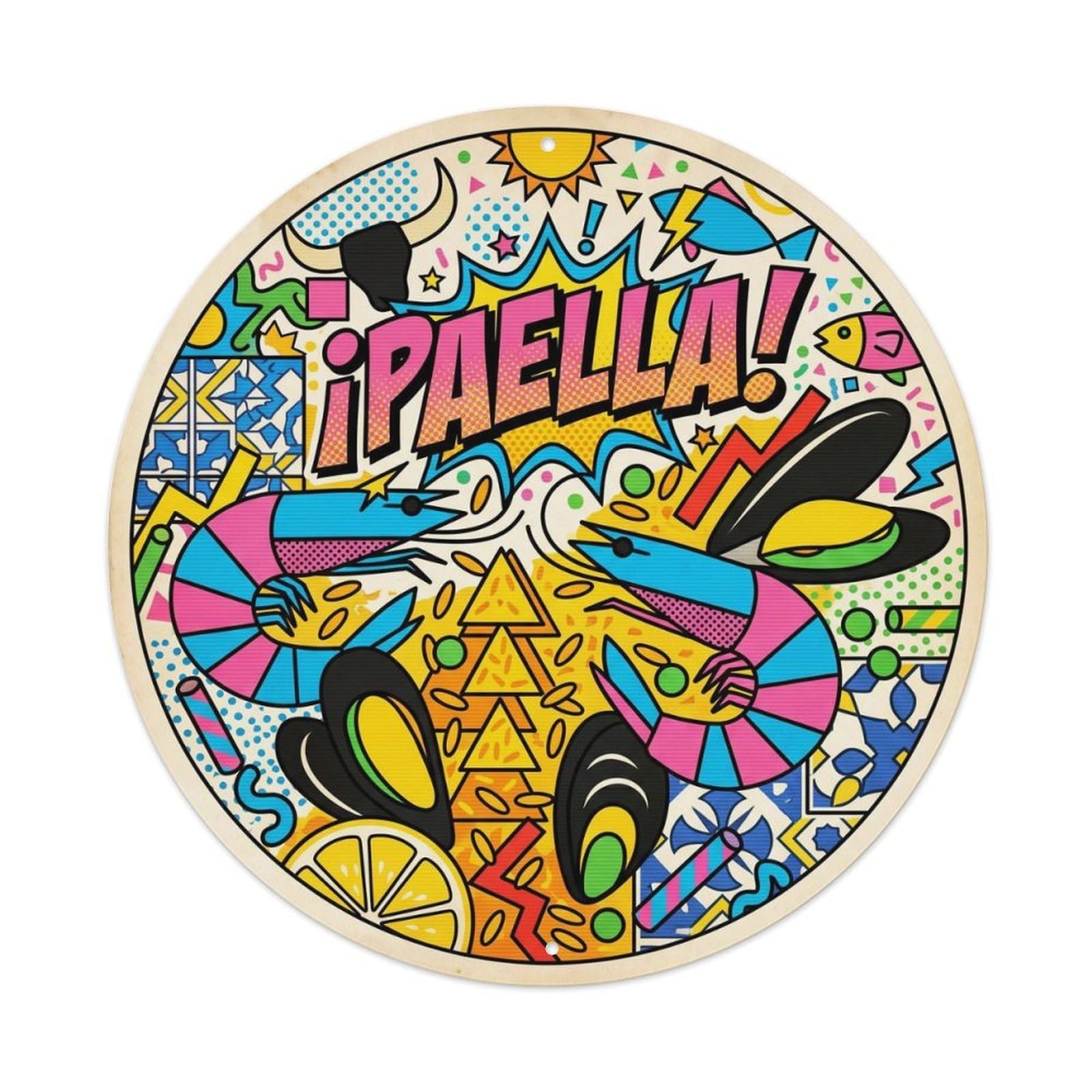 Paella Kitchen Retro Memphis Spanish Cuisine Metal Tin Sign
