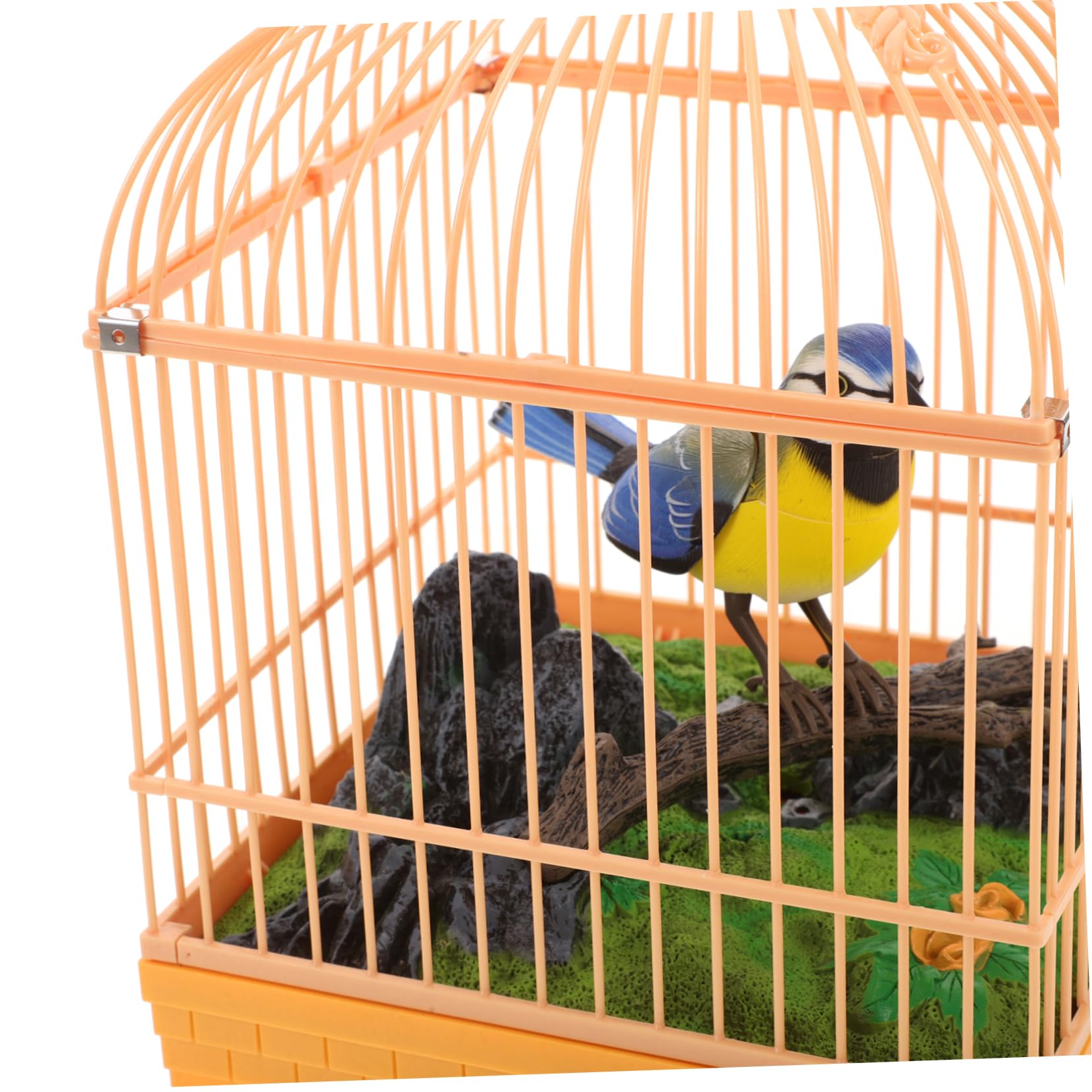 Juguete Electrónico para Pájaros con Sonido Real y Movimiento, Jaula de Plástico Portátil y Diseño Realista para Entretenimiento Interactivo Infantil