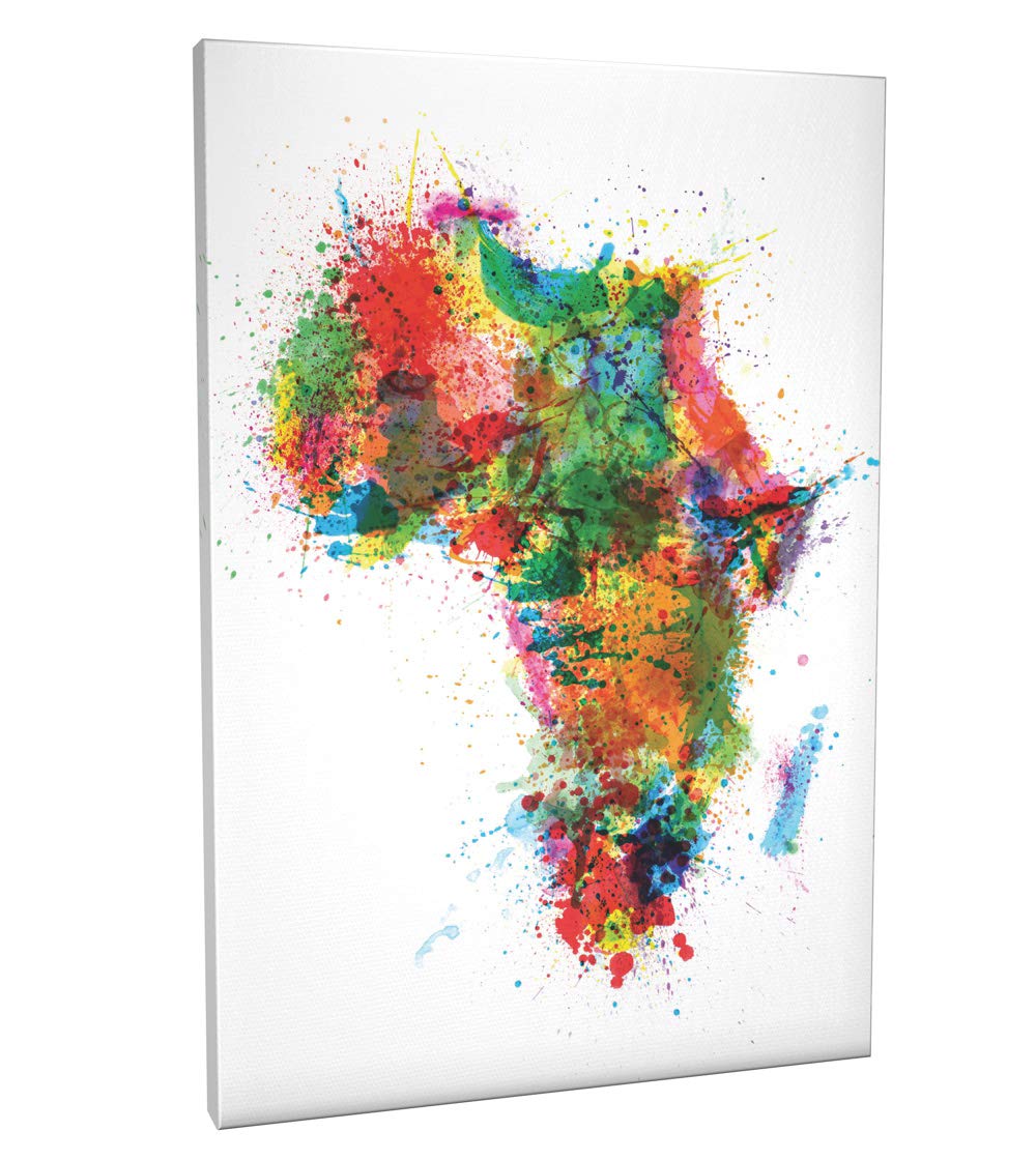 Artpause White Paint Splashes Map Of Africa Map Canvas Art Print, 22X34 Inch (A1) - 932