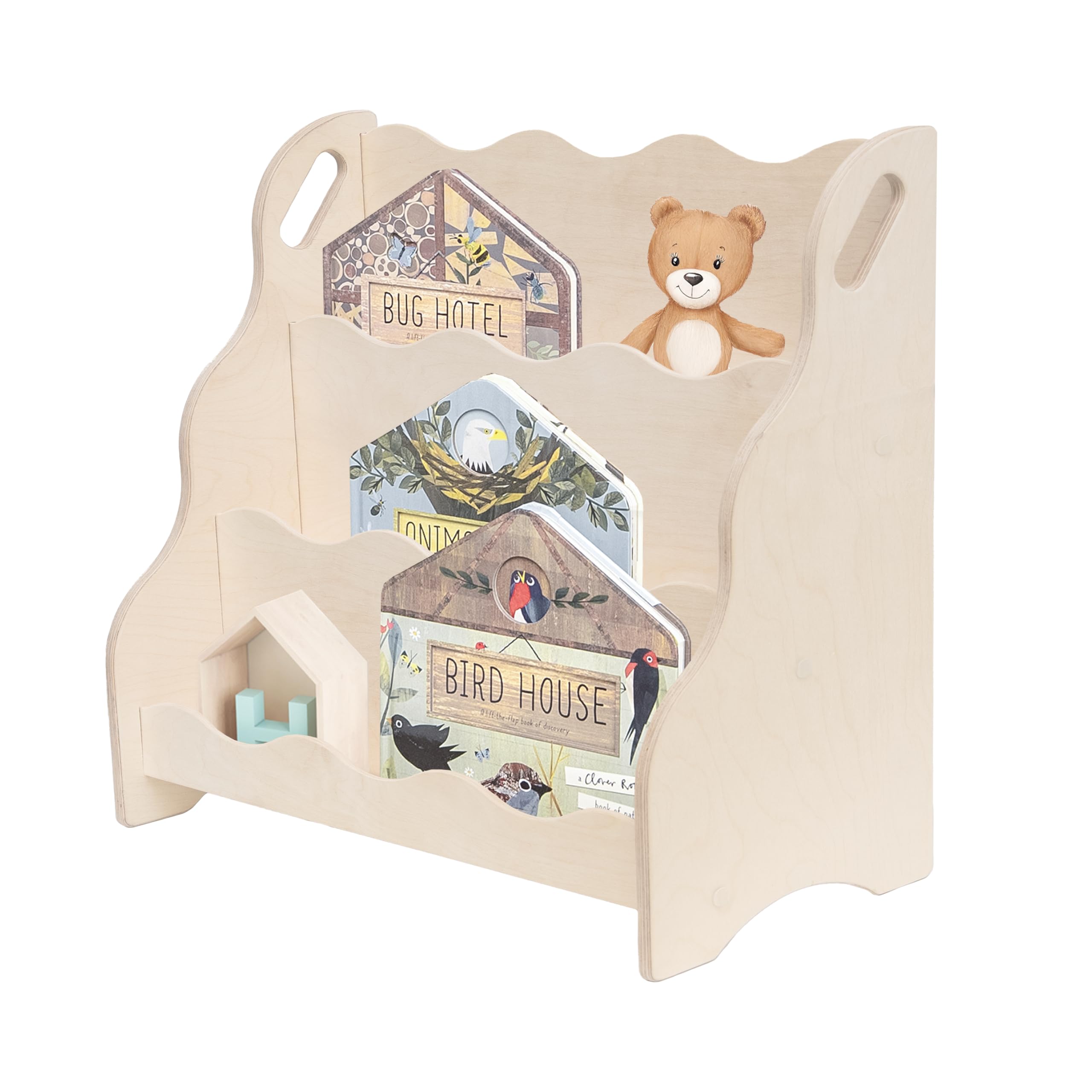 MAMOI® Étagère bibliothèque et meuble de rangement pour enfants | Étagère murale | Étagère ondulée Montessori pour la chambre d'enfant | Étagère en bois et mobilier pour enfants