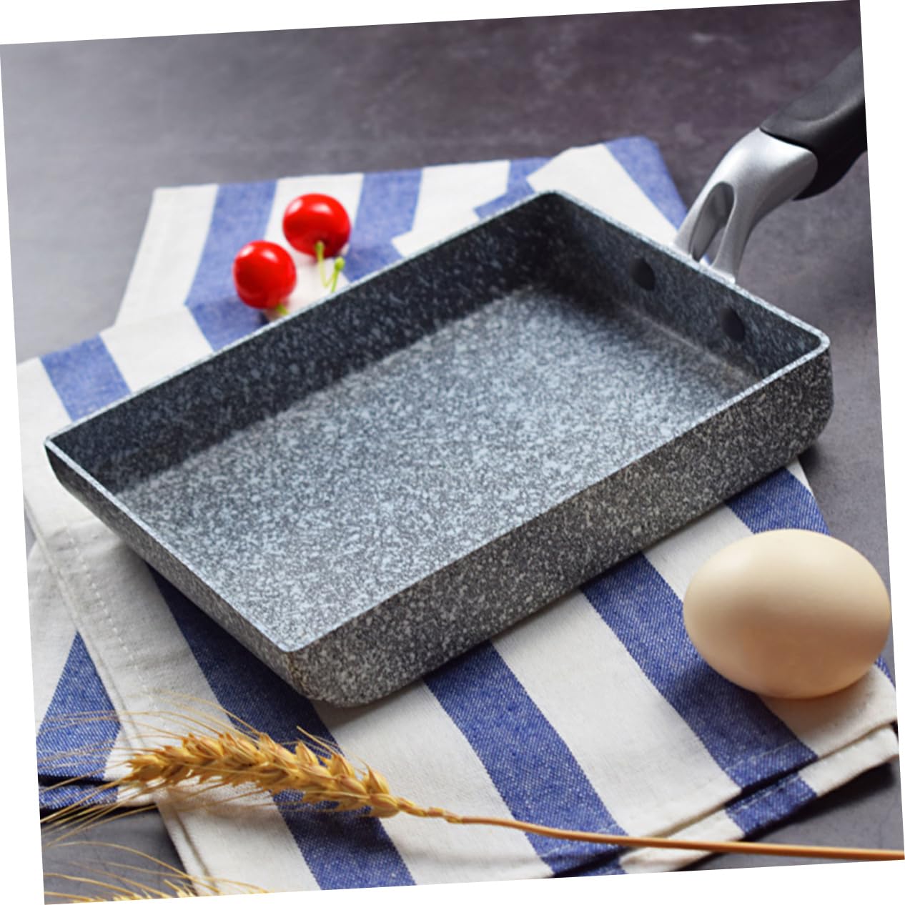 Sartén Rectangular para Huevos Tamagoyaki 18x14 Cm Piedra Maifanita Antiadherente Rápida Conducción Calor para Cocina Inducción y Gas 1 Unidad para Tortillas y Crepes