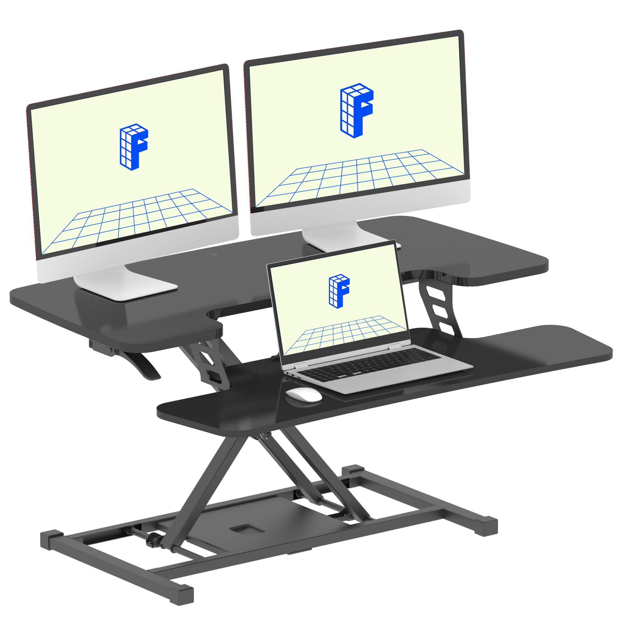 FLEXISPOT 36" Wide Sit to Stand Desk Converter Height Adjustable Tabletop Workstation for Dual Monitors and Laptop Riser