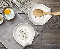 Vista 2 de WHING Farmhouse Kitchen White Ceramic Coffee Tea Spoon Rest Holder, All We Need Is Love and - Station Decor Gift for Lovers Girlfriend Wife Husband