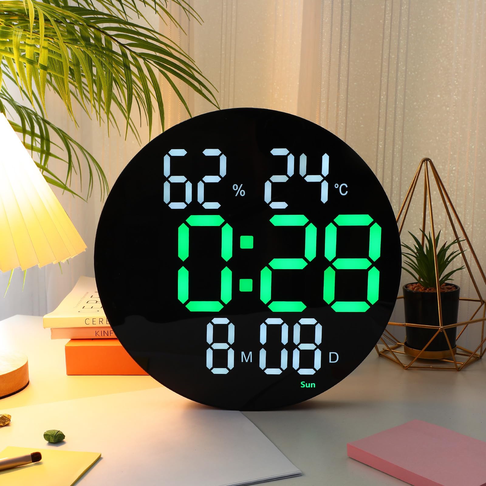 Gadpiparty Digitale LED Wanduhr 10 Zoll mit Temperaturanzeige und Datum Acrylgehäuse Fernbedienung Geräuschlos für Wohnzimmer und Küche Großes Ablesbares Display