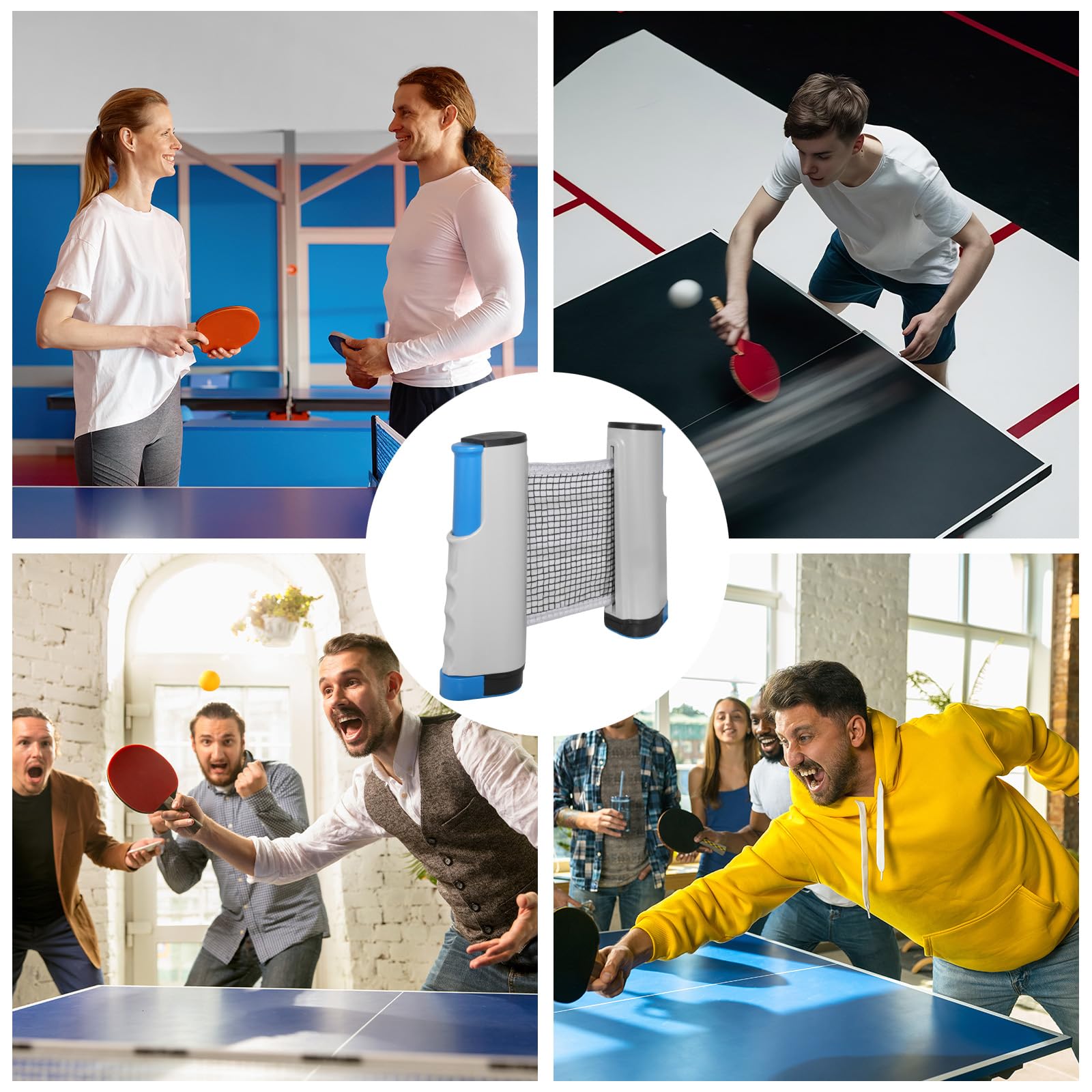Filet de Ping Pong Rétractable, Filet Ping Pong pour Table Portable, Filet de Tennis de Table, Peut Être Étendu Jusqu'à 170 cm, pour Tables de Ping Pong, Un Bureau, Table Manger, Gris Bleu