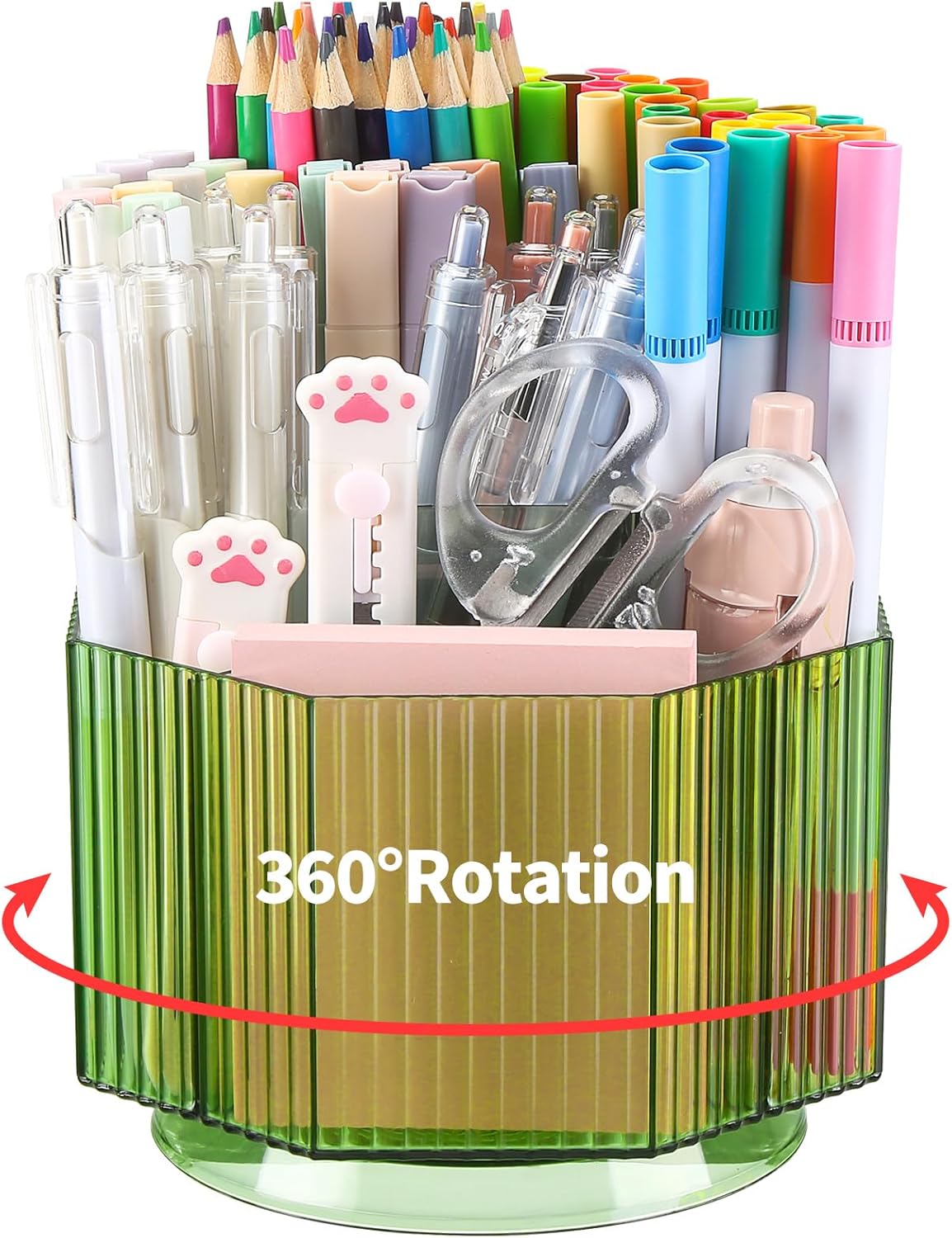 Pen Holder for Desk, 5 Slots 360˚ Degree Rotating Pen &Pencil Holder, Desk