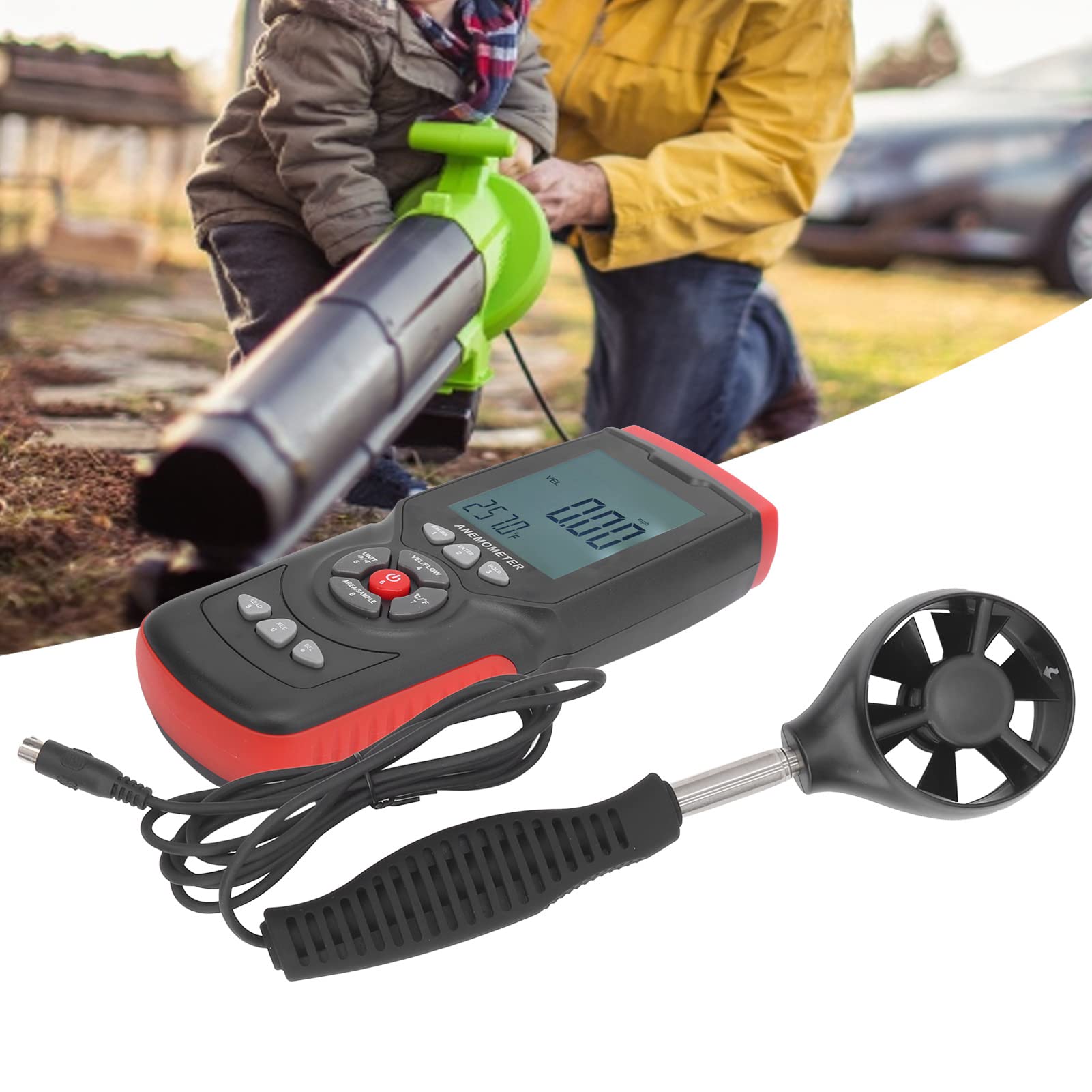 Anemómetro GT8913 Medidor de humedad y temperatura de velocidad del viento digital industrial Probador Medidor de velocidad del viento de mano con mango retráctil para medir