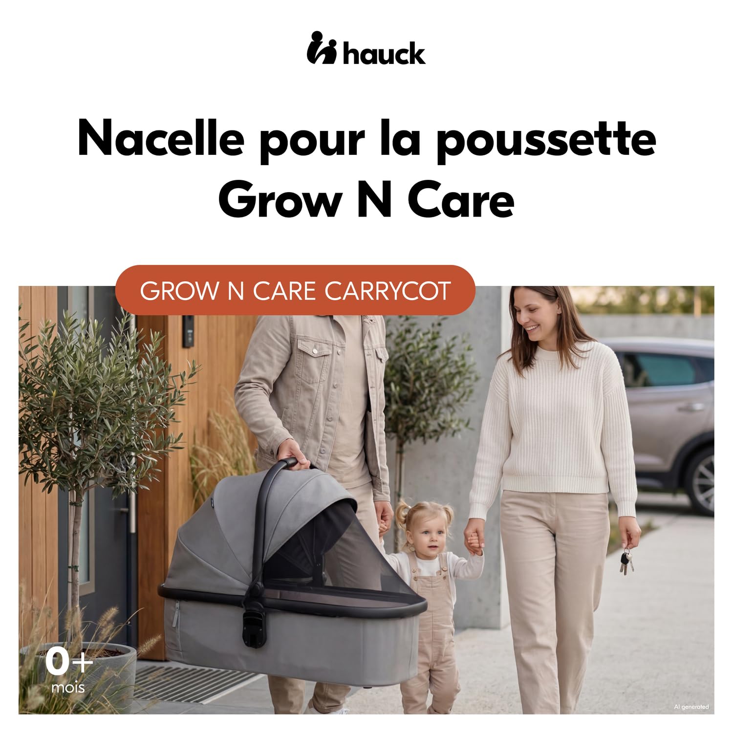 hauck Nacelle Bébé pour Poussette Double Grow N Care Dark Grey