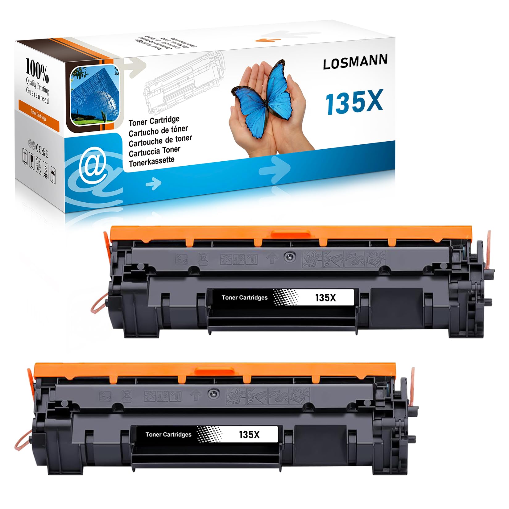 LOSMANN 135X toner z chipem kompatybilny z HP 135X W1350X do HP Laserjet MFP M234dw M234sdw M234sdn M234dwn M209dw M209dwn M234 M209 135A W1350A (2 czarne)