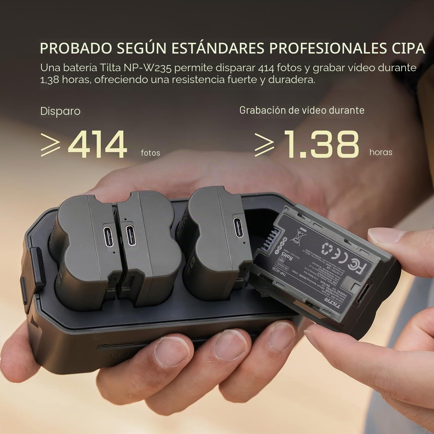 Conjunto de batería y Cargador NP-W235, 4 baterías de 2400 mAh y Cargador rápido USB-C PD 45W de Cuatro Canales, Compatible con Fujifilm X-T4/ 5, X-S20, XH2,GFX100 II/S/RF,GFX50S/S II TBC-W235-B-GN