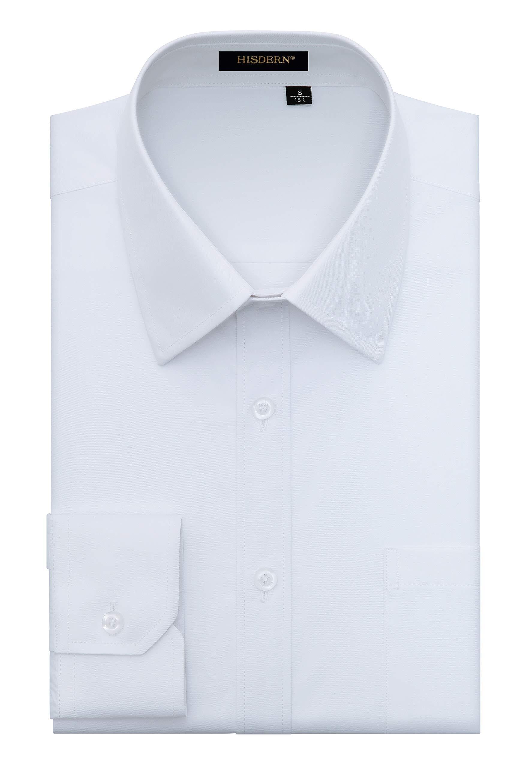 HISDERN Chemise de Ceremonie pour Hommes en Coton, a Manches Longues, Boutonne, a la Coupe Normale, pour Hommes