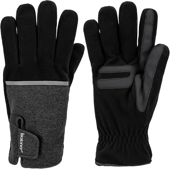 isotoner mens Tech Stretch Glove With Velcro Closure