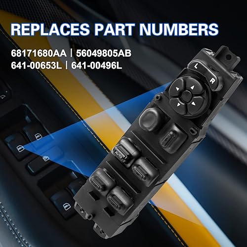 Miniatura 3 de LCWRGS Interruptor de ventana Master Power para Dodge Ram 1500 2500 3500, Dakota 2001-2004, Durango 2001-2003, Sprinter 2500/3500, 56049805AB